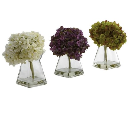 Nearly Natural Hydrangea with Vase - Set of 3, 3PK 1313-S3